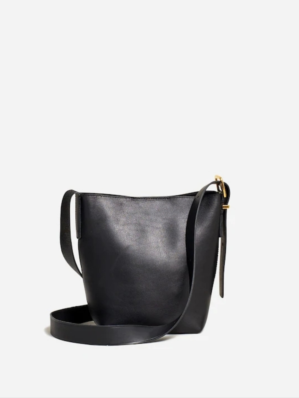 Madewell The Essential Mini Bucket Tote Leather Black Gold Buckle Magnetic Top